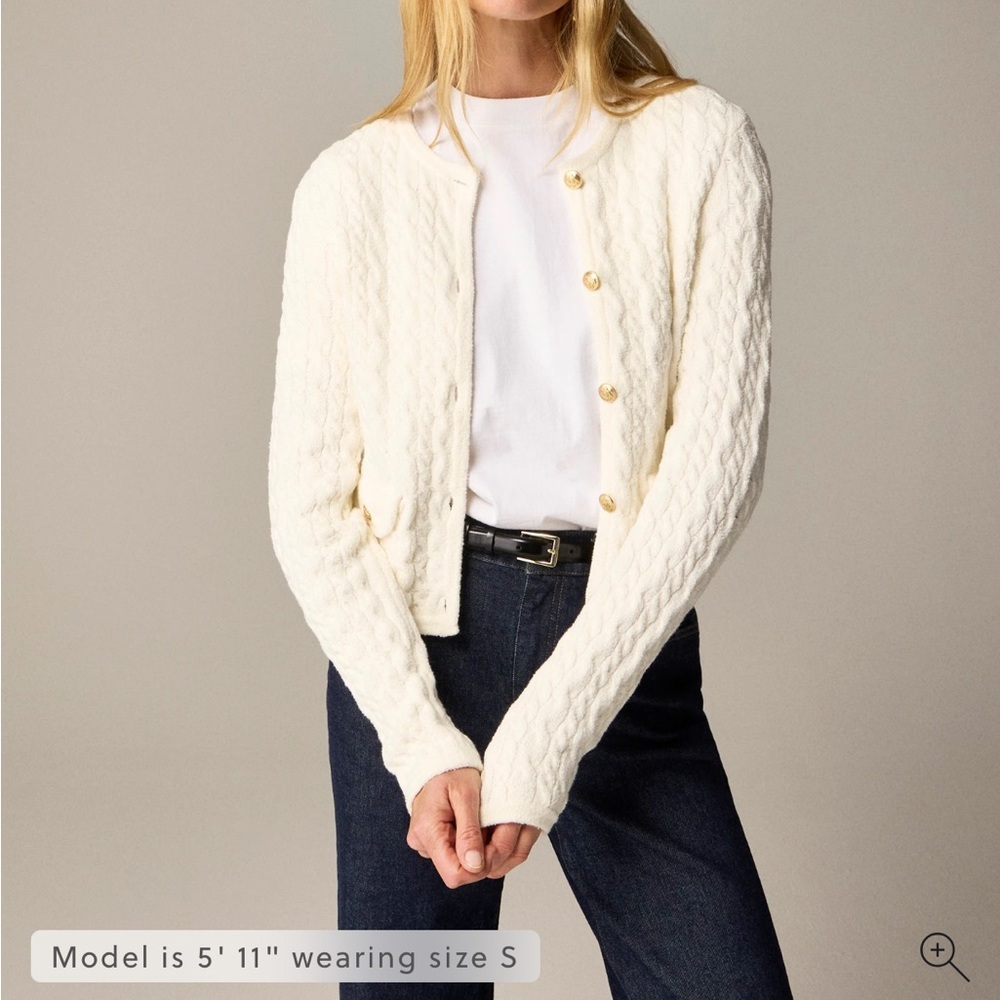 J. Crew Cream Cable Knit Cardigan Sweater